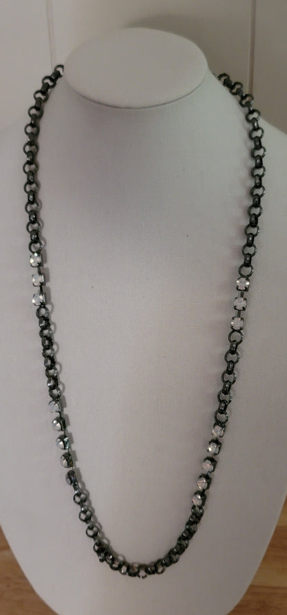 Chico's Grey Chain Rhinestone Necklace