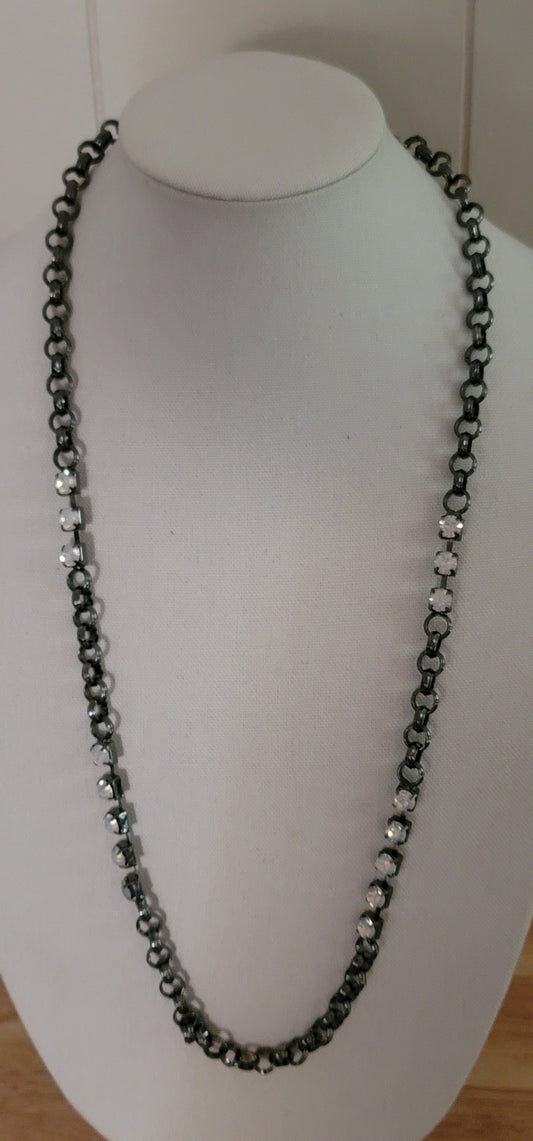 Chico's Grey Chain Rhinestone Necklace