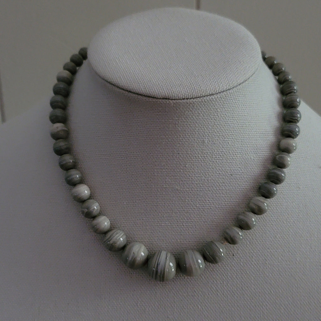 Vintage Grey Graduated Bead Necklace