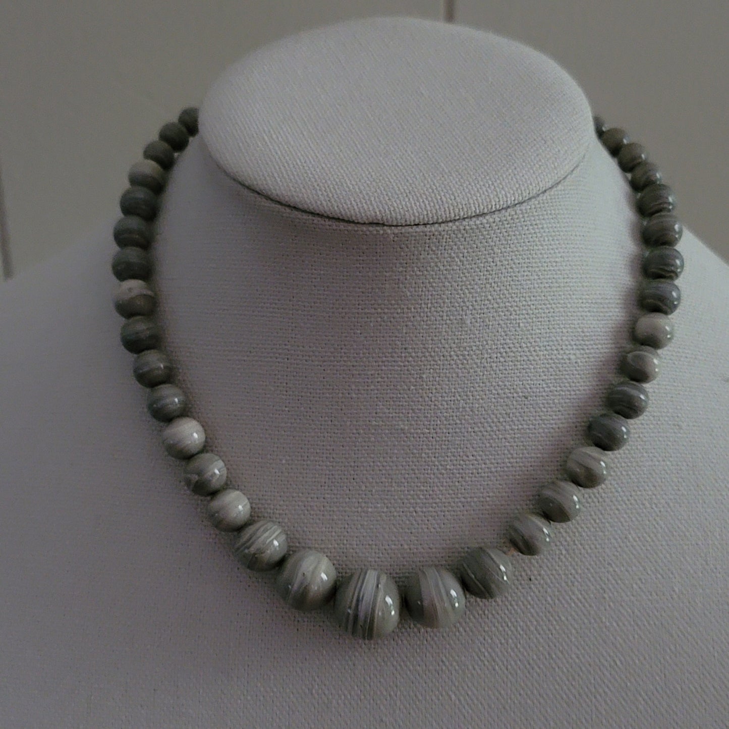 Vintage Grey Graduated Bead Necklace