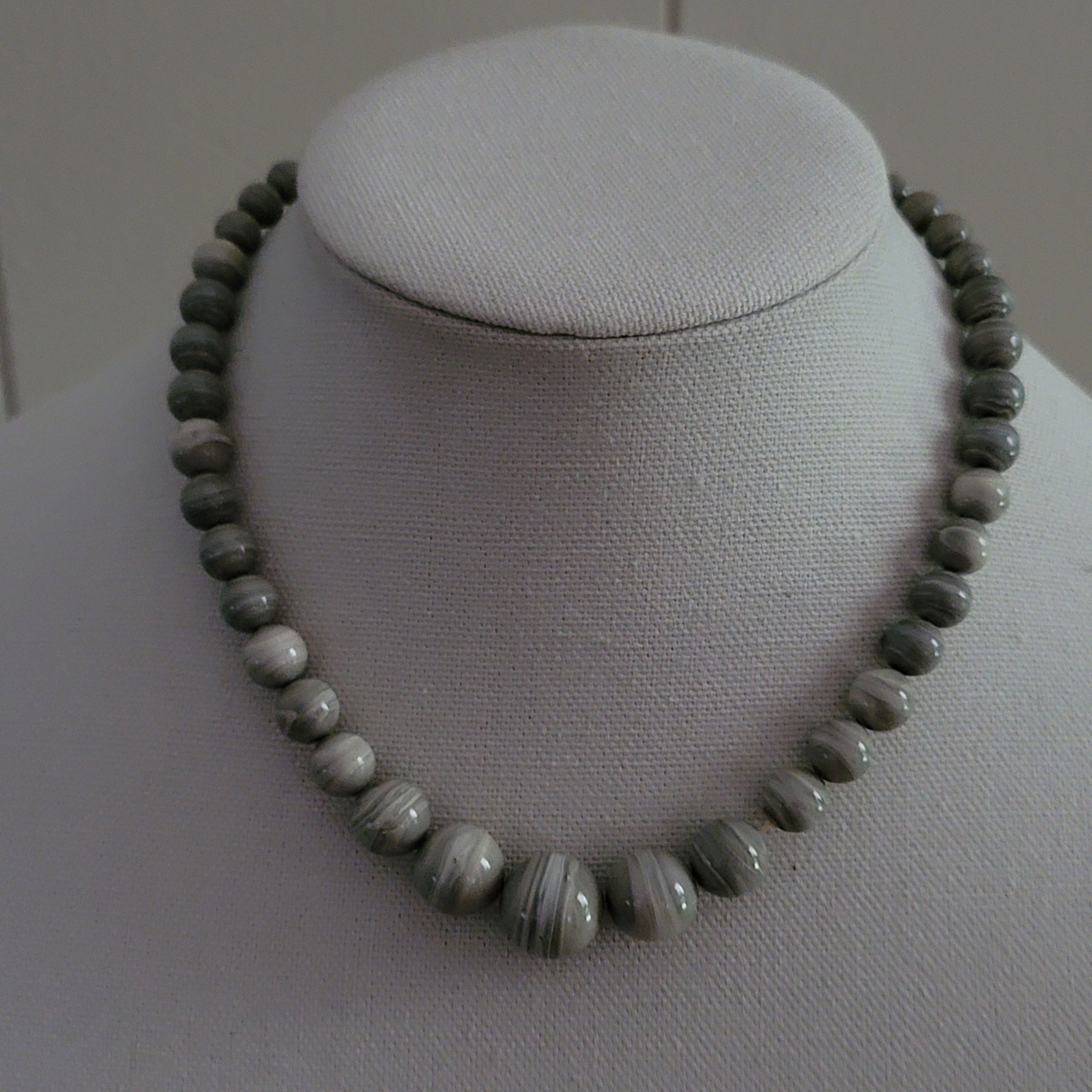 Vintage Grey Graduated Bead Necklace