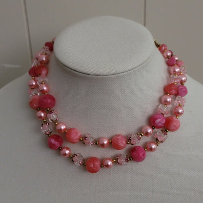 Deauville Lucite Pink Double Strand Necklace