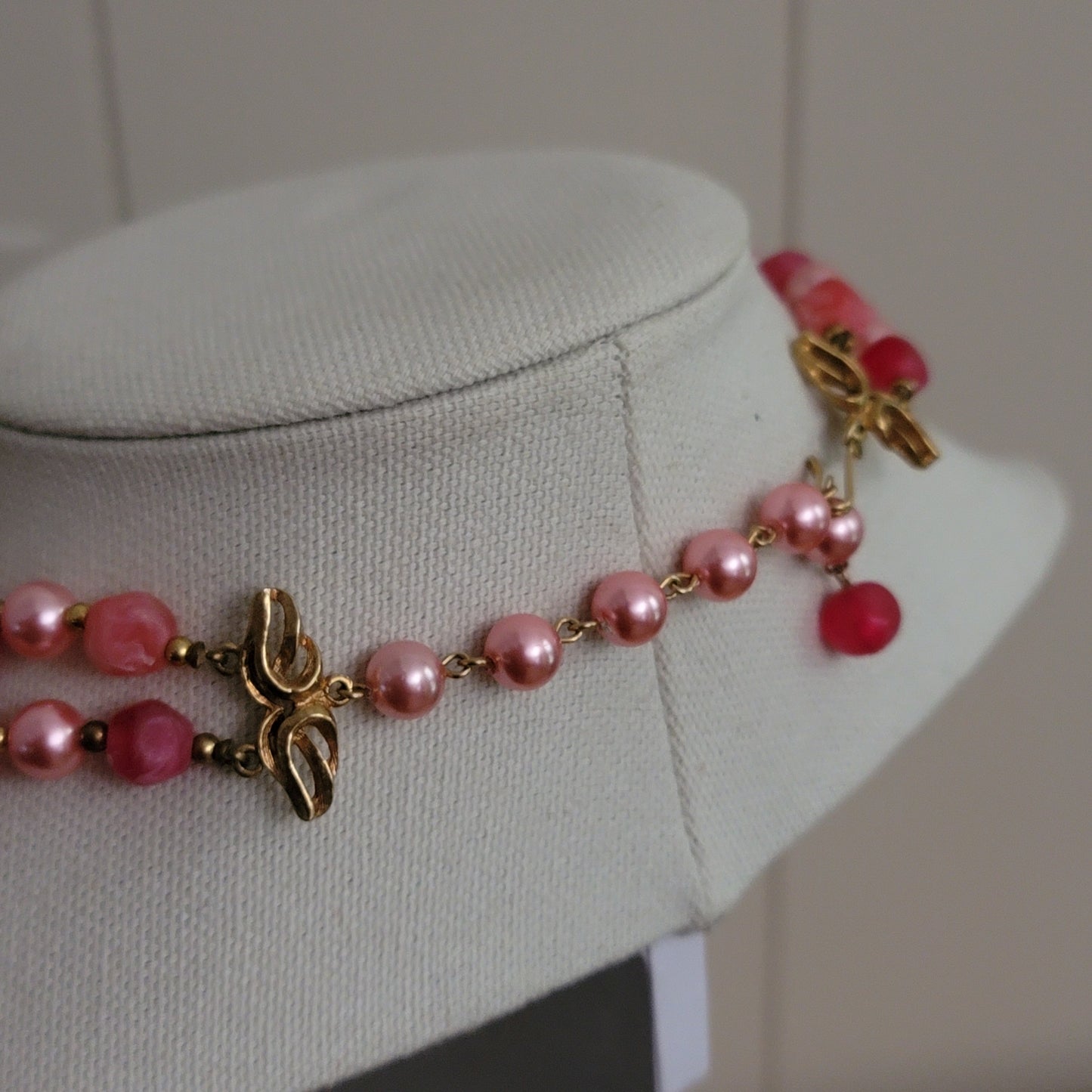 Deauville Lucite Pink Double Strand Necklace