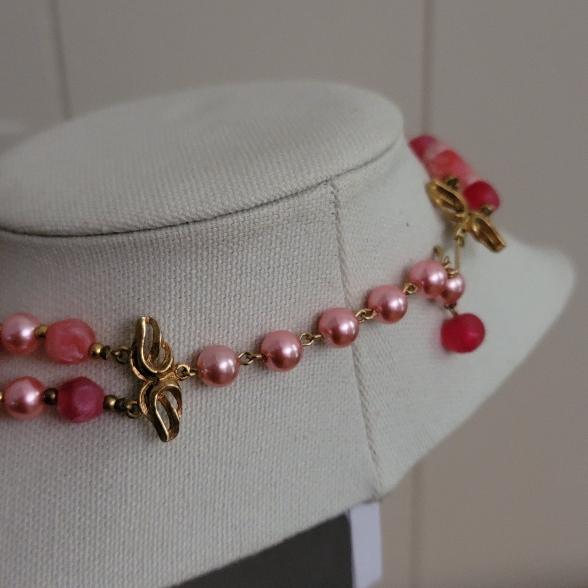 Deauville Lucite Pink Double Strand Necklace