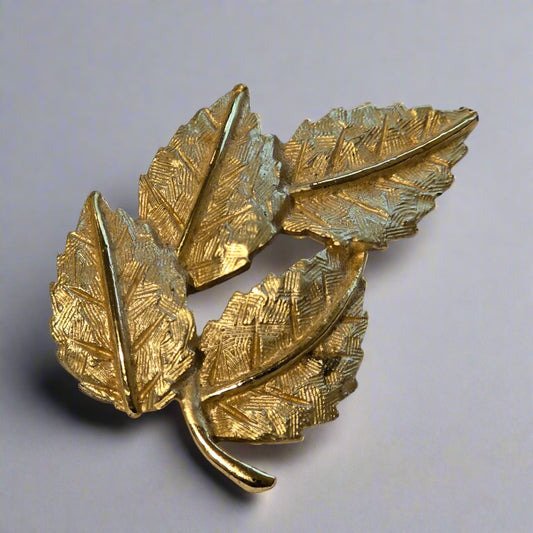 Vintage Gold-Tone Leaf Brooch