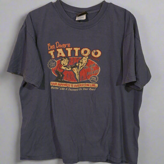 Ben Dover’s Tattoo Parlor Graphic T-Shirt – Retro Humor Tee