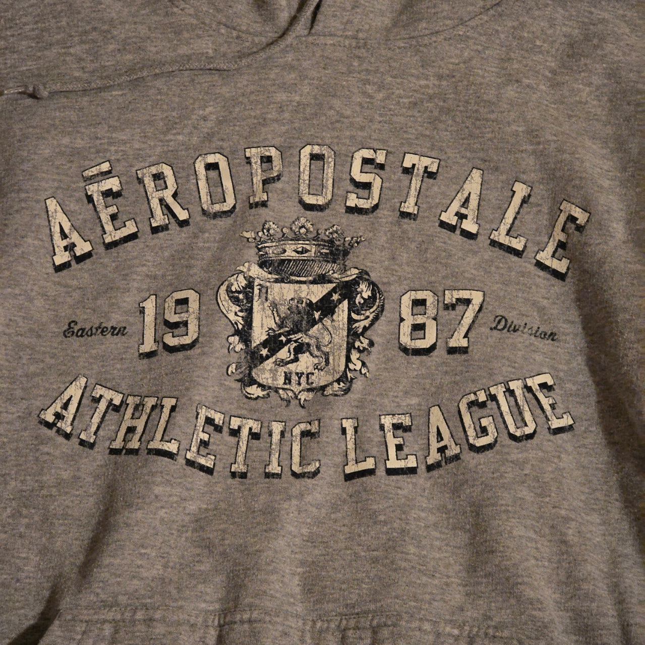 Aeropostale 1987 Athletic League Hoodie – Gray Pullover Sweatshirt
