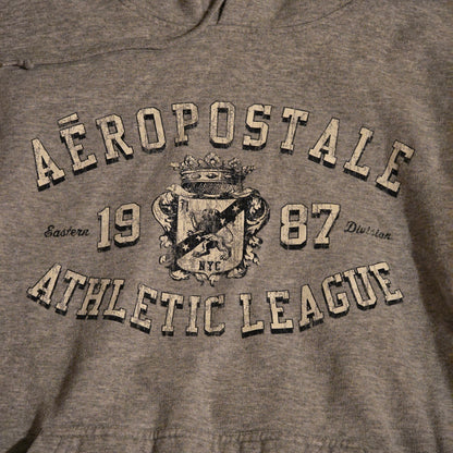 Aeropostale 1987 Athletic League Hoodie – Gray Pullover Sweatshirt