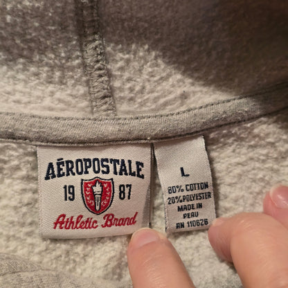 Aeropostale 1987 Athletic League Hoodie – Gray Pullover Sweatshirt