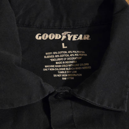 Goodyear Racing Work Shirt – Navy Blue Button-Up with Double Sleeve Look