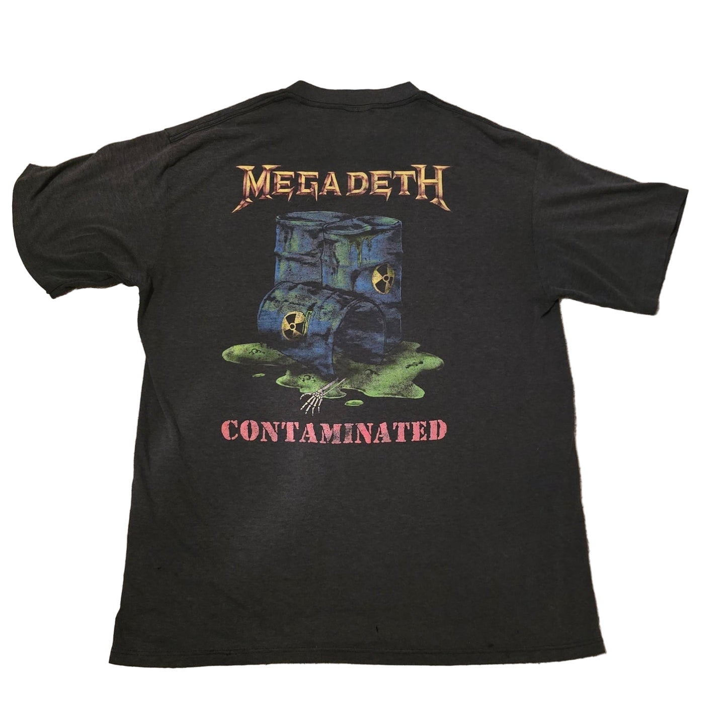 Vintage Megadeth “Contaminated” T-Shirt 1990s Metal Band Tee Black Double Sided