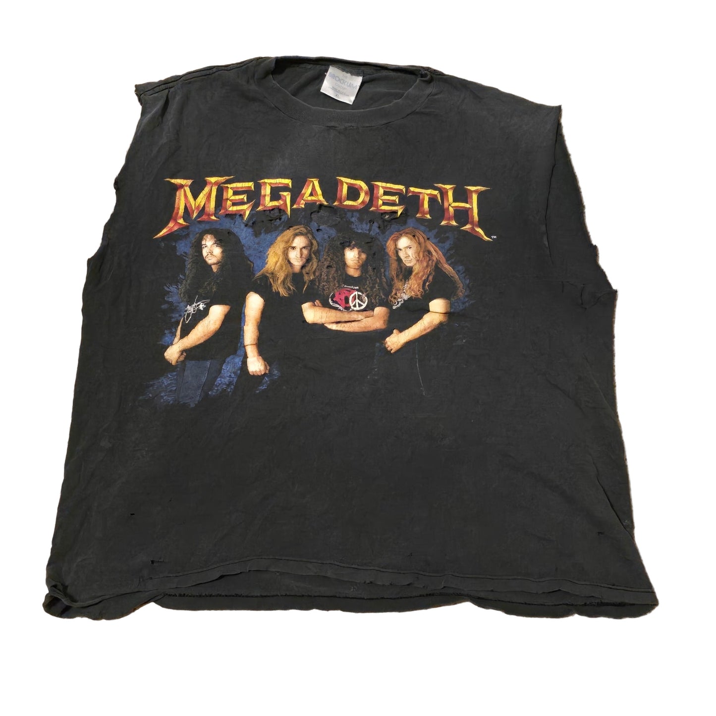 Vintage 1991 Megadeth Anarchy T-Shirt Brockum Group XL USA Distressed Cutoff