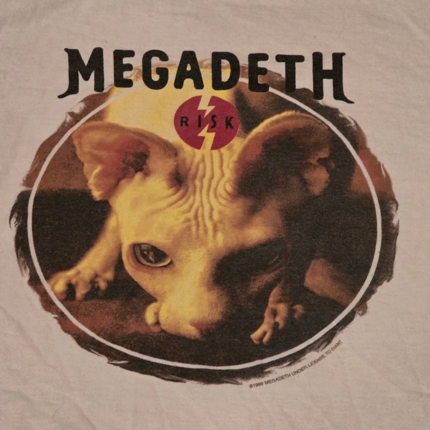 Vintage 1994 Megadeth Risk T-Shirt Tultex Tag White Size Large Metal Band Tee