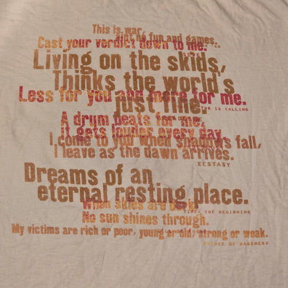 Vintage 1994 Megadeth Risk T-Shirt Tultex Tag White Size Large Metal Band Tee