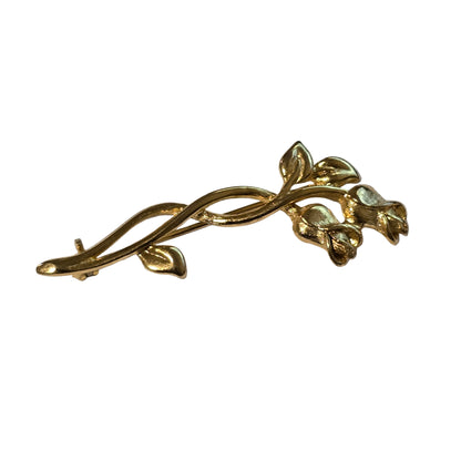Vintage New View Gold Tone Rose Brooch – Floral Pin Jewelry