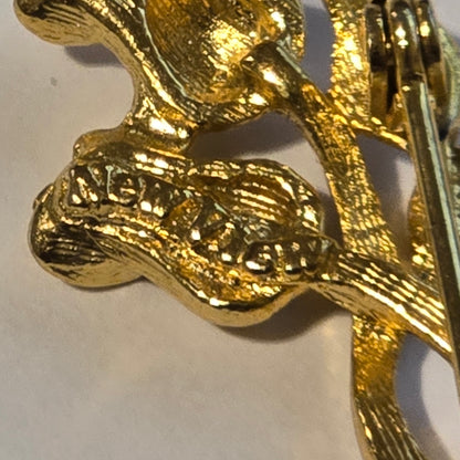 Vintage New View Gold Tone Rose Brooch – Floral Pin Jewelry