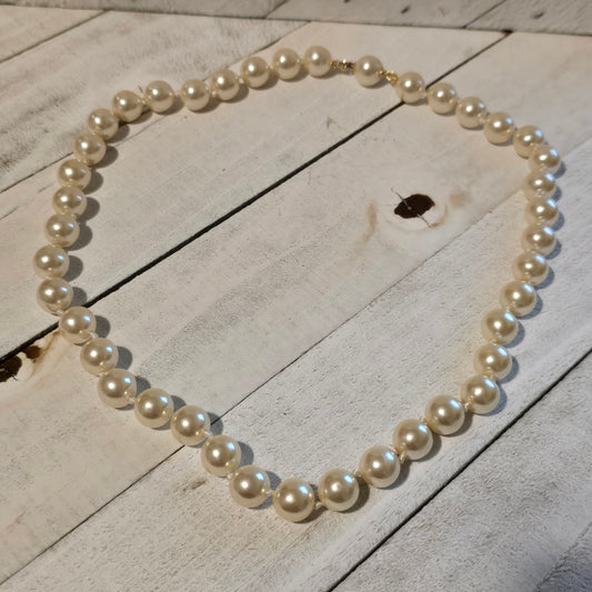 Vintage Faux Pearl Bead Necklace with Gold Tone Findings