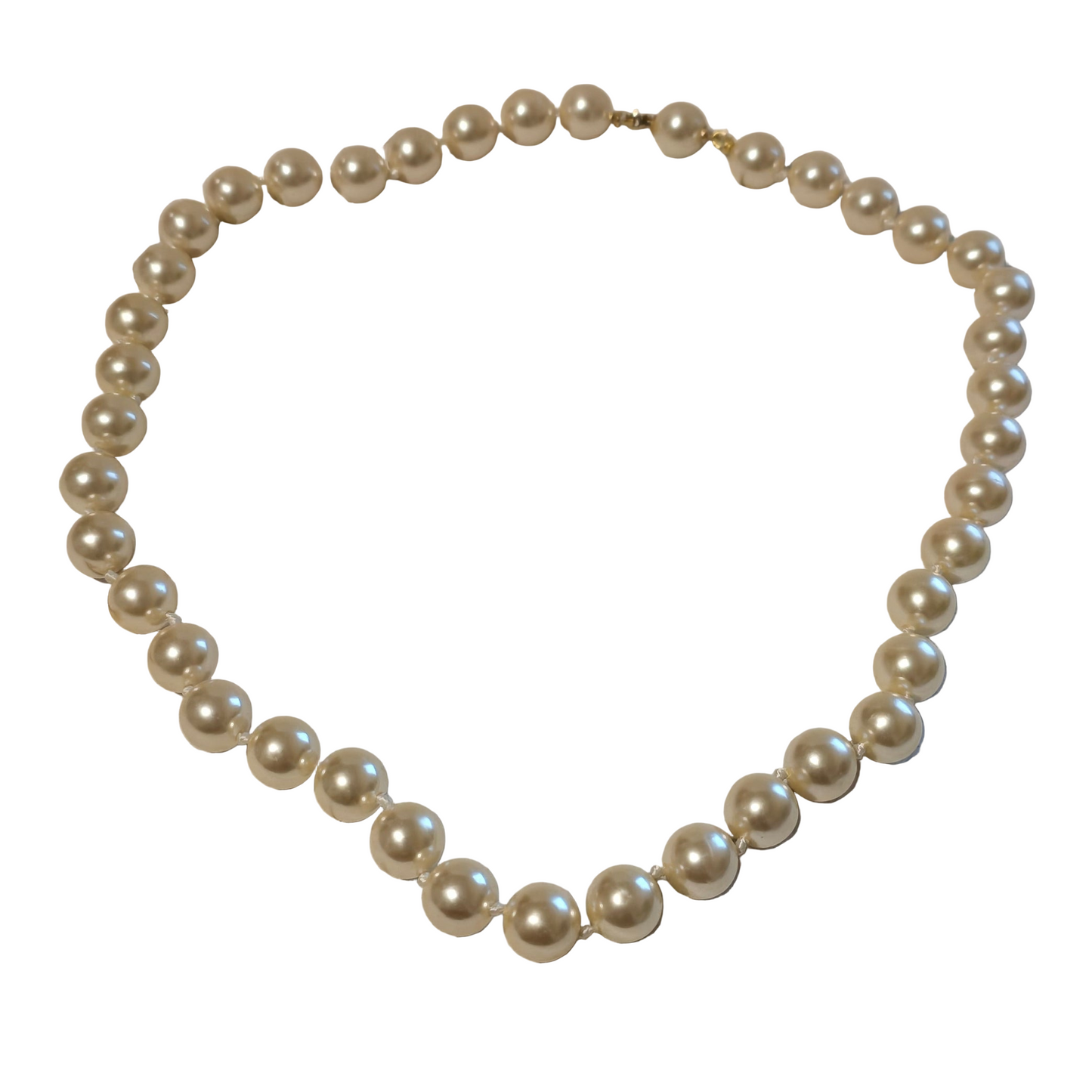 Vintage Faux Pearl Bead Necklace with Gold Tone Findings