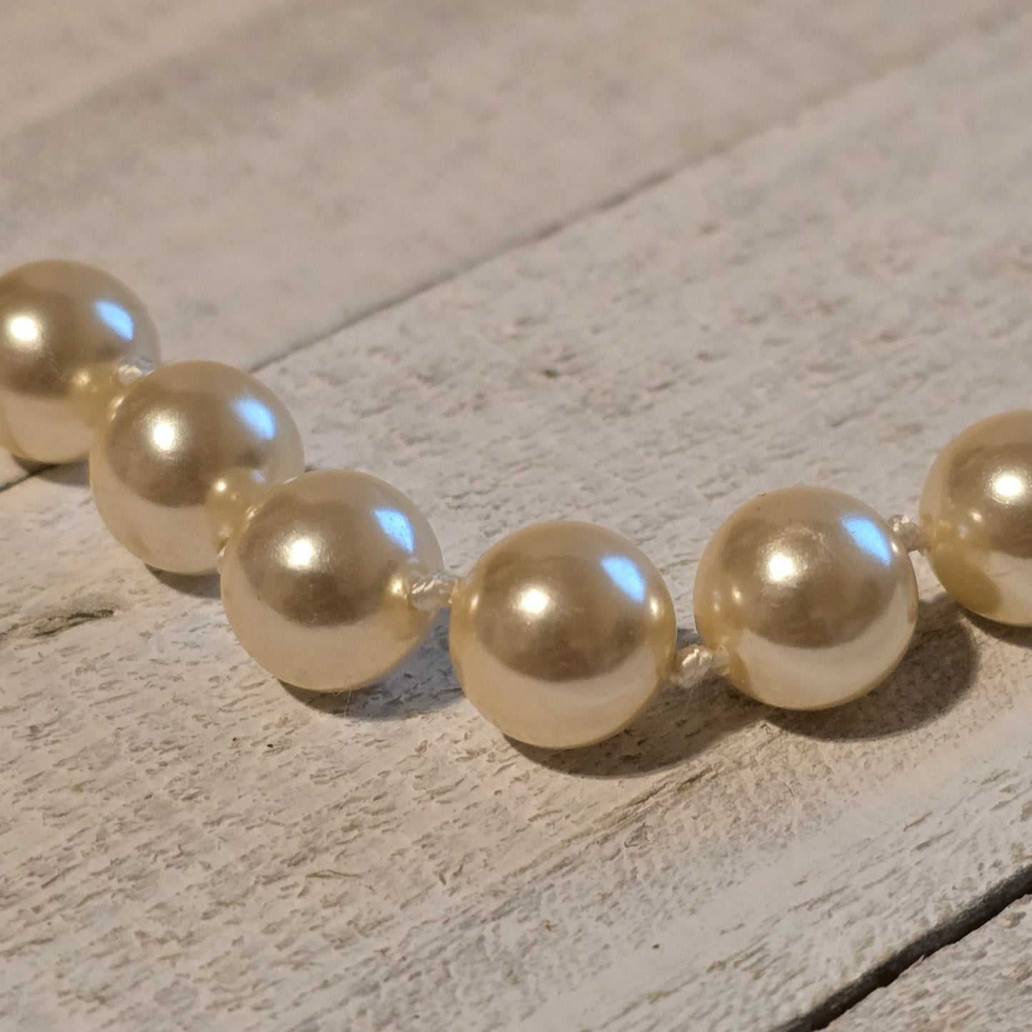 Vintage Faux Pearl Bead Necklace with Gold Tone Findings