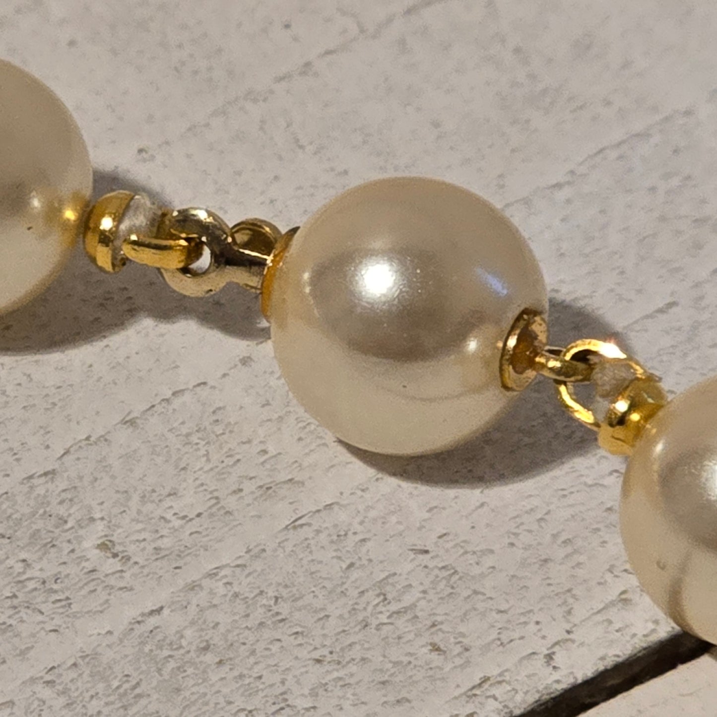 Vintage Faux Pearl Bead Necklace with Gold Tone Findings