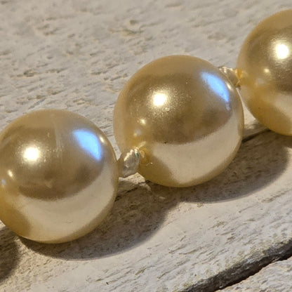 Vintage Faux Pearl Bead Necklace with Gold Tone Findings