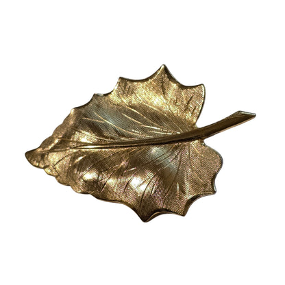 Vintage Gold Tone Leaf Brooch – Autumn Inspired Costume Jewelry Pin