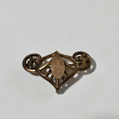 Antique Art Nouveau Gold Filled Brooch C-Clasp Scroll Pin Early 1900s