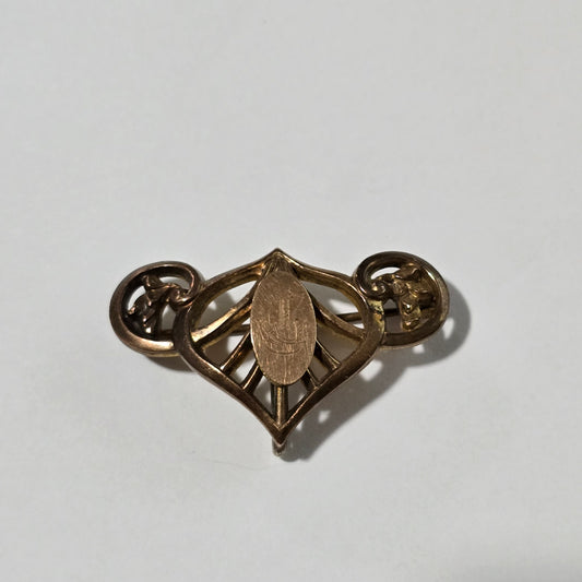 Antique Art Nouveau Gold Filled Brooch C-Clasp Scroll Pin Early 1900s