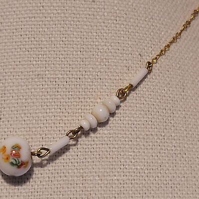 Vintage White Milk Glass Necklace