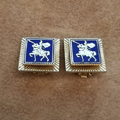 Vintage Square Jousting Knight Clip On Earrings