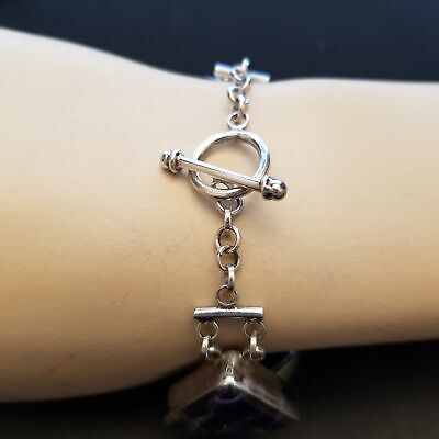 Dichroic Glass Sterling Silver Bracelet – .925 Triangle Link Jewelry