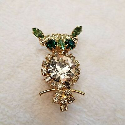 Rhinestone Owl Pin Brooch