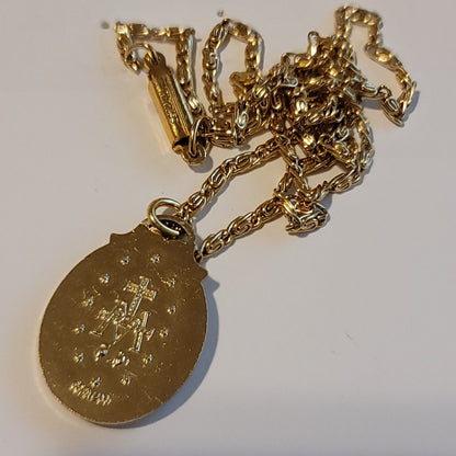 Vintage Gold Tone Virgin Mary Prayer Necklace – Miraculous Medal Pendant