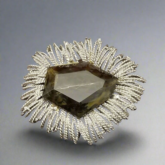 Silver Tone Smokey Brooch
