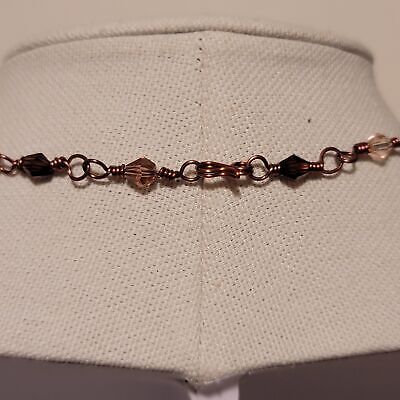 Handmade Crystal Bead Copper Chain Necklace