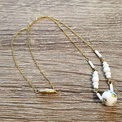 Vintage White Milk Glass Necklace