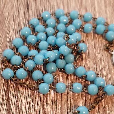 Turquoise Colored Glass Bead Rosary
