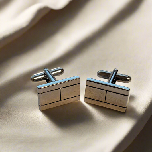 Silver Tone Rectangular Cufflinks
