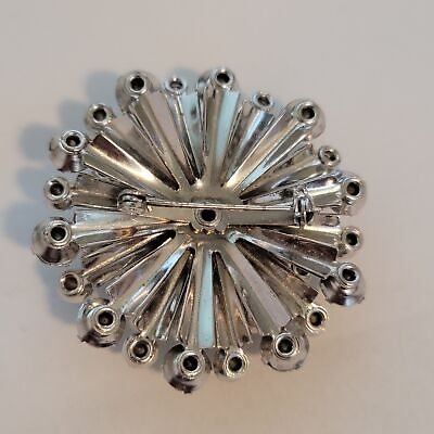 Vintage Silver Tone Rhinestone Brooch Pin