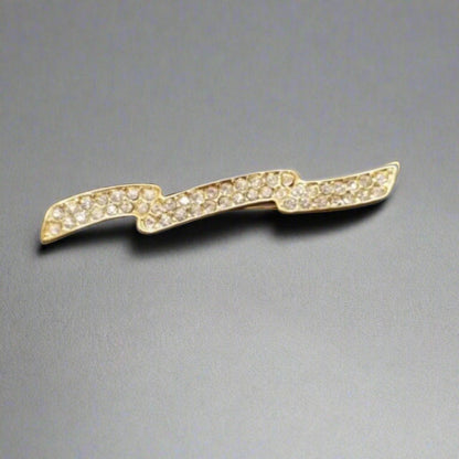 Vintage Monet Rhinestone Brooch – Gold Tone Lightning Bolt Pin