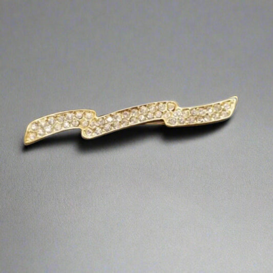 Vintage Monet Rhinestone Brooch – Gold Tone Lightning Bolt Pin