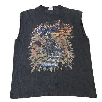 Vintage Megadeth Youthanasia 1995 World Tour T-Shirt Cutoff Sleeves Metal Band T