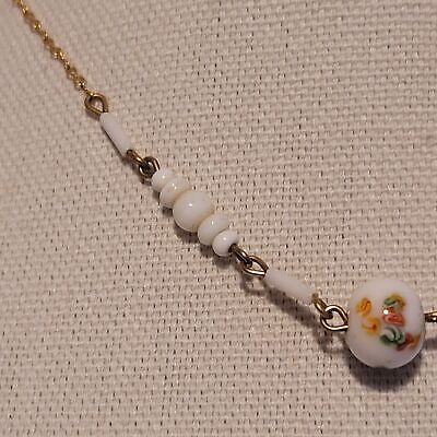 Vintage White Milk Glass Necklace