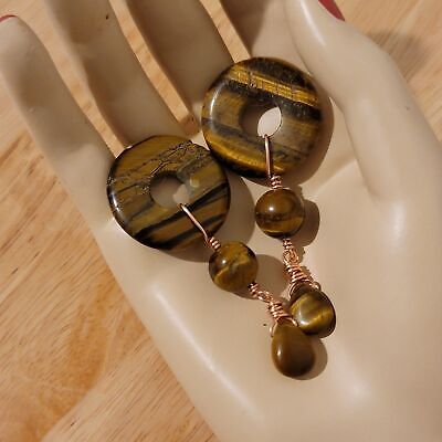 Tiger's Eye Donut Dangle Earrings