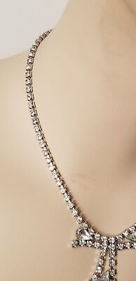 Vintage Silver Tone Rhinestone Prom/Formal Necklace