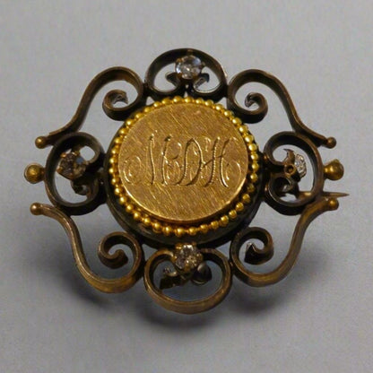 Vintage Gold Tone Monogram Brooch