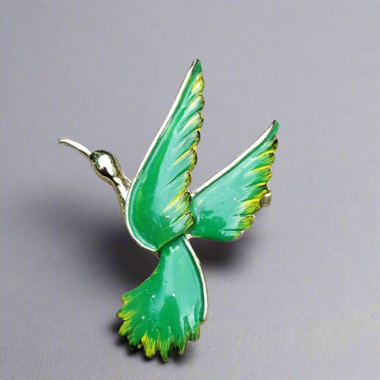 Vintage Green Bird Brooch