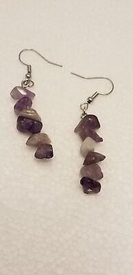 Handmade Purple Amethyst Chip Dangle Earrings