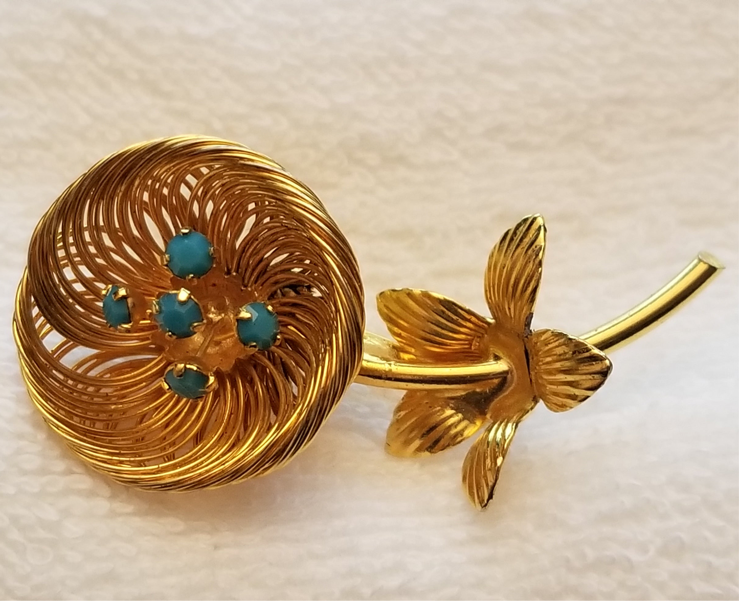 Gold Tone Flower Brooch