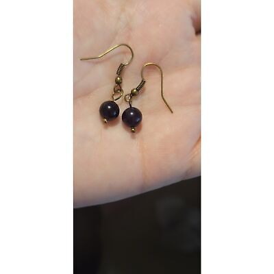 Handmade Minimalist Amethyst Dangle Earrings